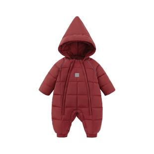 babylove【安心绒】婴儿羽绒连体衣冬防寒外出服新年加厚保暖哈衣