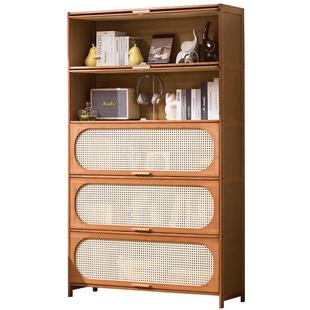 书架置物架落地书柜儿童储物柜一体靠墙收纳家用实木带门防尘边柜