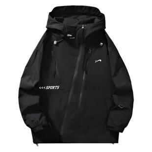 贵人鸟男士外套男秋冬款斜拉链冲锋棉服外套男生连帽棉衣冬装男款