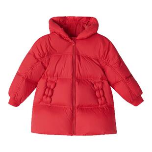 笛莎童装女童羽绒服冬季新款儿童女孩宝宝中长款外套红色新年服
