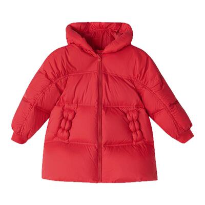 笛莎童装女童羽绒服冬季新款儿童女孩宝宝中长款外套红色新年服