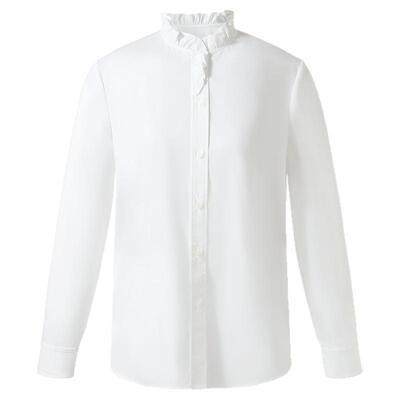 歌莉娅白色衬衫女通勤荷叶领长袖