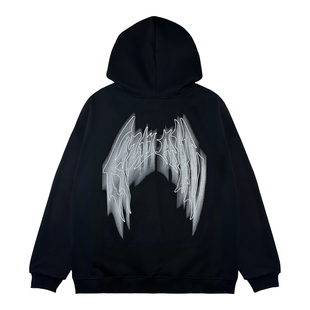 KZDALL原创设计渲染羽翼logo刺绣连帽卫衣宽松秋冬美式休闲男女潮