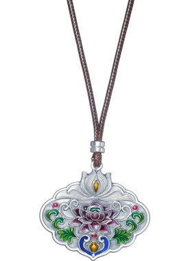 足银999花开富贵项链珐琅工艺