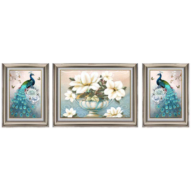 正品防水油画肌理孔雀客厅装饰画