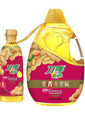 刀唛/Knife臻原香花生油4.68L+0.9L瓶装压榨家用食用植物油