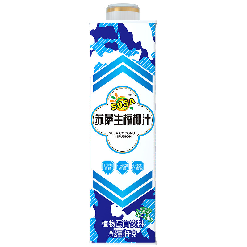 苏萨椰子汁生榨椰汁椰奶原味饮料 整箱1kg*6瓶方盒礼盒装