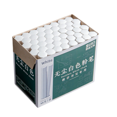 彩色粉笔无尘无毒儿童画板黑板报专用鲜艳教师专用幼儿园家用教学无粉尘灰尘白色六角圆形学生粉笔套夹