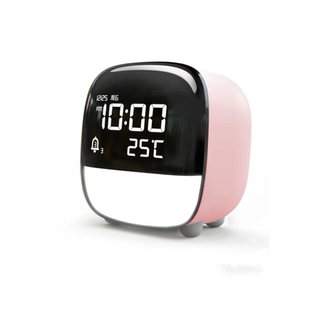 得力多功能LCD萌宠闹钟1200mAh学生夜灯儿童卧室钟时间管理器8852
