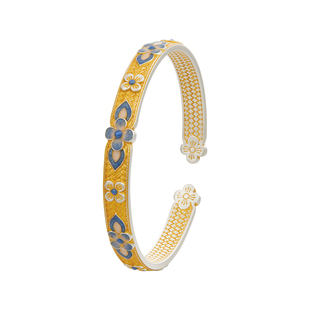 顺庆银楼足银S9999蓝蒂手镯女款新中式国风高级感百搭送新年礼物