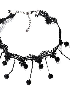 清新学生百搭黑色流苏配饰项链