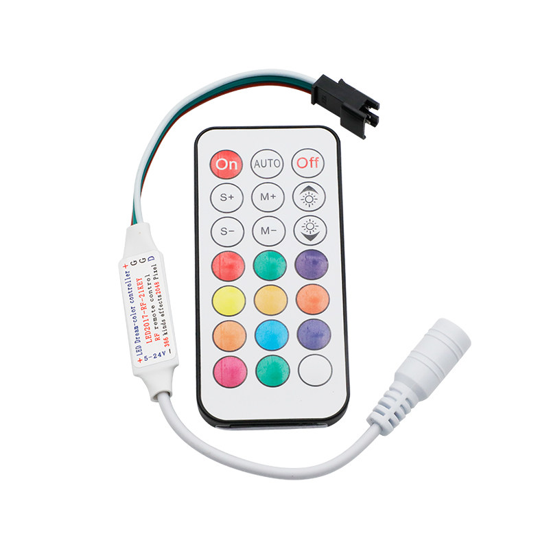SPI无线遥控幻彩RF21按键幻彩遥控器迷你2812B灯带5V12V24V控制器