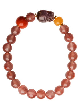 飘花南红紫幽貔貅招财转运手链