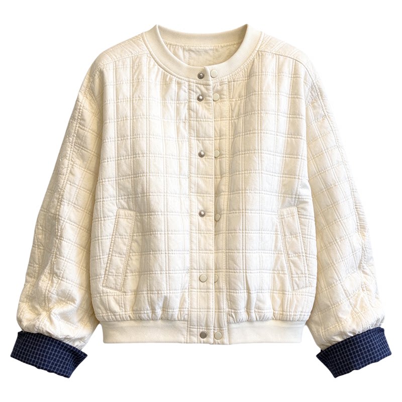 复古压格棒球服开衫外套女欧洲站