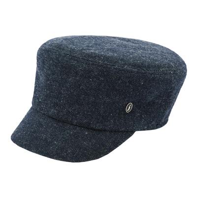 JOJOKUR 牛仔湛蓝色纯色汉麻透气圆顶弹力松紧骑士帽报童帽防晒帽