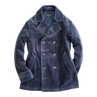 西里布厚冬季灯芯绒双排扣棉服