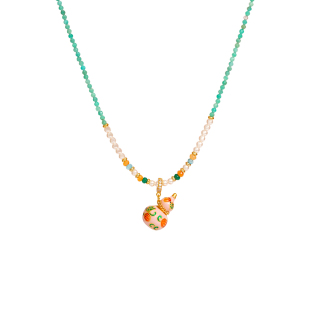 A珐琅彩葫芦珍珠毛衣项链女长款链新中式古风高级轻奢感配饰小众