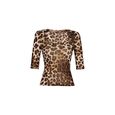 修身显瘦后腰镂空短袖U型领上衣