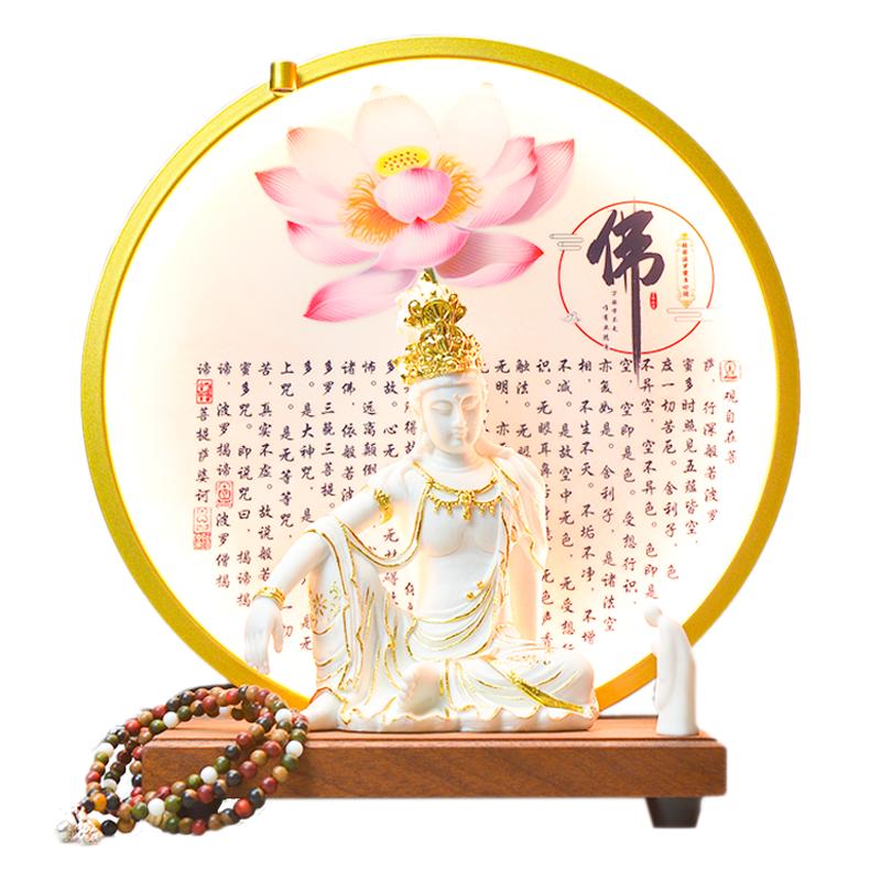 中式禅意水月自在观音摆件
