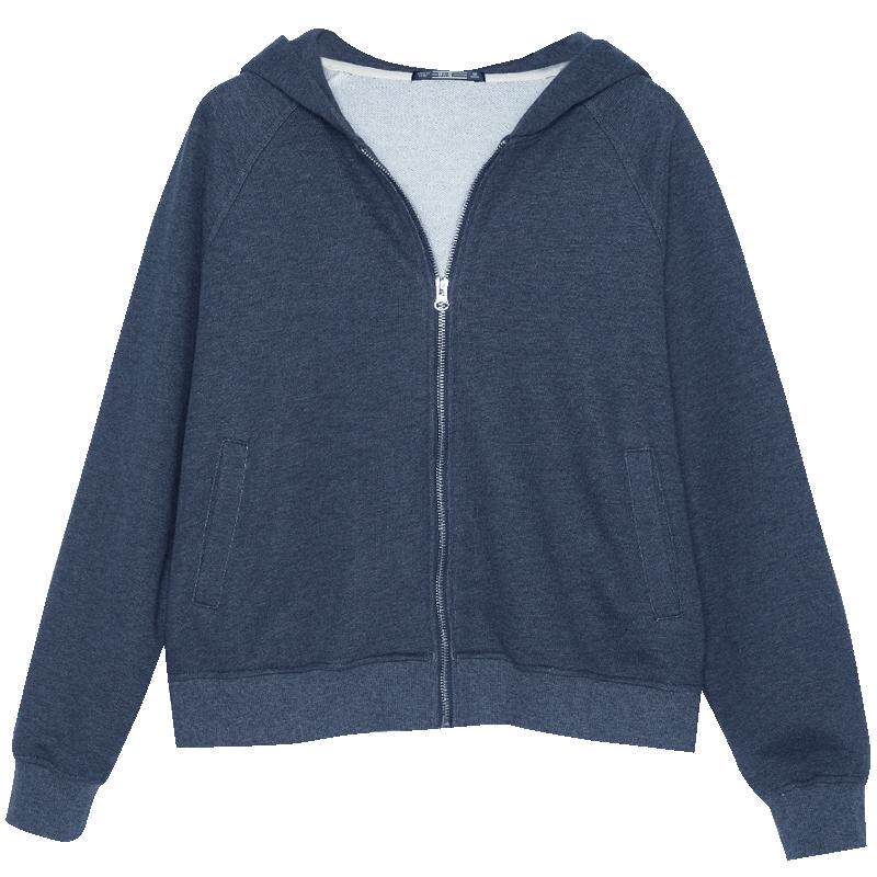 外套女秋装2025新款连帽全棉休闲大码宽松长袖纯棉黑色上衣服外搭