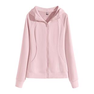 班尼路S&K系列粉色连帽开衫外套女春夏新款收腰显瘦亲肤百搭上衣Q