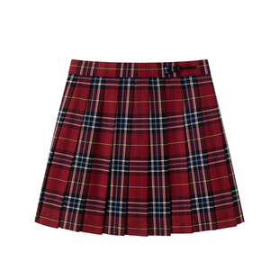 东京岁时记JK制服套装原创格裙玫瑰酒校供马甲衬衫红色格裙三件套