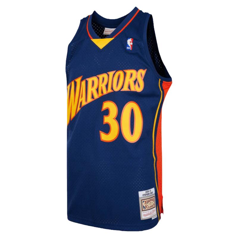 Mitchell&Ness NBA官方勇士/庫里復(fù)古球衣09-10賽季SW球衣運動男