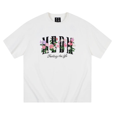 MEDM25SS花卉刺绣T恤美式复古