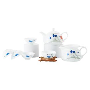 红官窑新款功夫茶具套装家用陶瓷茶壶茶杯醴陵釉下彩礼盒兰谷幽香