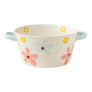 大码双耳汤盆家用汤碗陶瓷大面碗可爱日式2022新款泡面碗超大容量