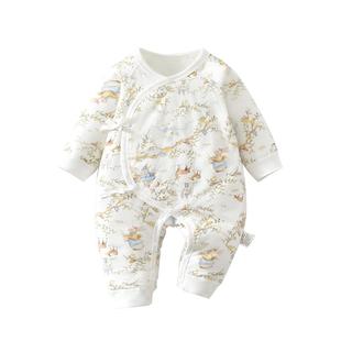 新生儿婴儿连体衣秋冬季夹棉保暖初生儿小宝宝衣服a类纯棉春秋装9