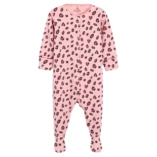 现货英国NEXT童装女宝宝双向斜拉链纯棉睡衣爬爬服新生婴儿连体衣