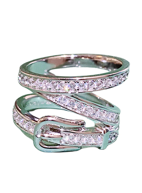 轻奢纯银镀白金多层满钻戒指