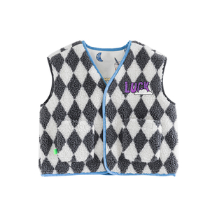 ILOVEJ童装羊羔毛棋盘格马甲儿童秋装新款女童坎肩/JUEOU01
