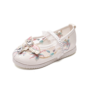 汉服绣花鞋女童老北京手工布鞋中国风舞蹈鞋春夏新款古装刺绣童鞋