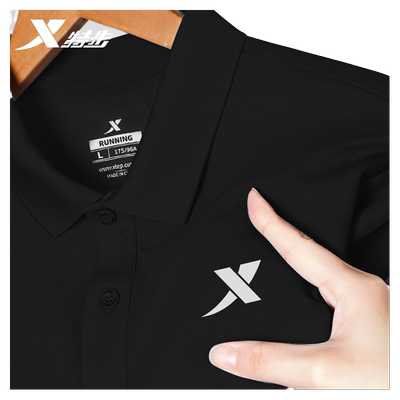 特步速干透气翻领短袖男