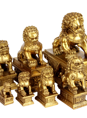 黄铜狮子纯铜北京狮子摆件装饰品