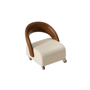 真皮万向轮小凳子溜溜凳家用矮凳客厅沙发移动儿童靠背滑轮小椅子