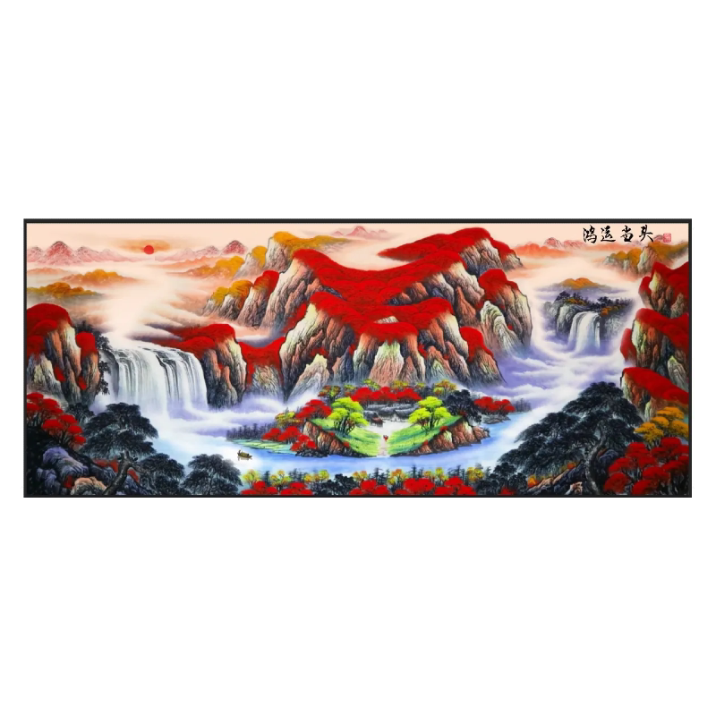 分好线鸿运当头十字绣2026年新款线绣客厅自己绣简单风景山水挂画