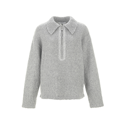 wanatry羊毛半拉链学院风针织衫