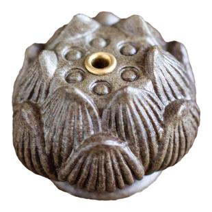 复古莲花线香插座陶瓷创意小香炉家用室内香器香托茶桌檀沉香薰炉