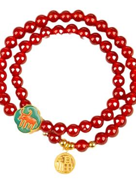 双圈手链十二生肖古法沙金不褪色