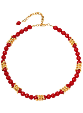 中古vintage时尚百搭轻奢项链女红色喜庆小众文艺复古个性锁骨链