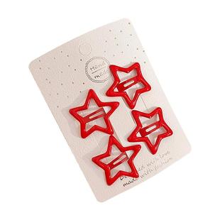 新年红色五角星星发夹女侧边刘海夹碎发夹bb夹子过年儿童发卡头饰