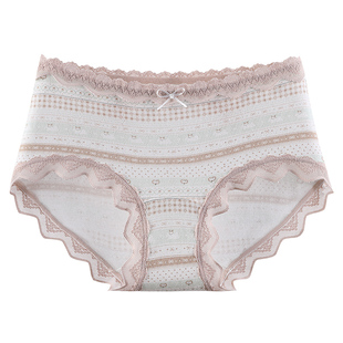 古今内裤女士10A级抑菌全棉裆中腰蕾丝透气包臀不夹臀中腰三角裤