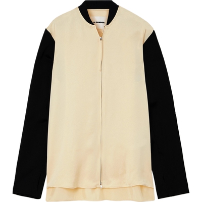 【季末折扣】JIL SANDER 秋冬女士简约优雅撞色缎布外套
