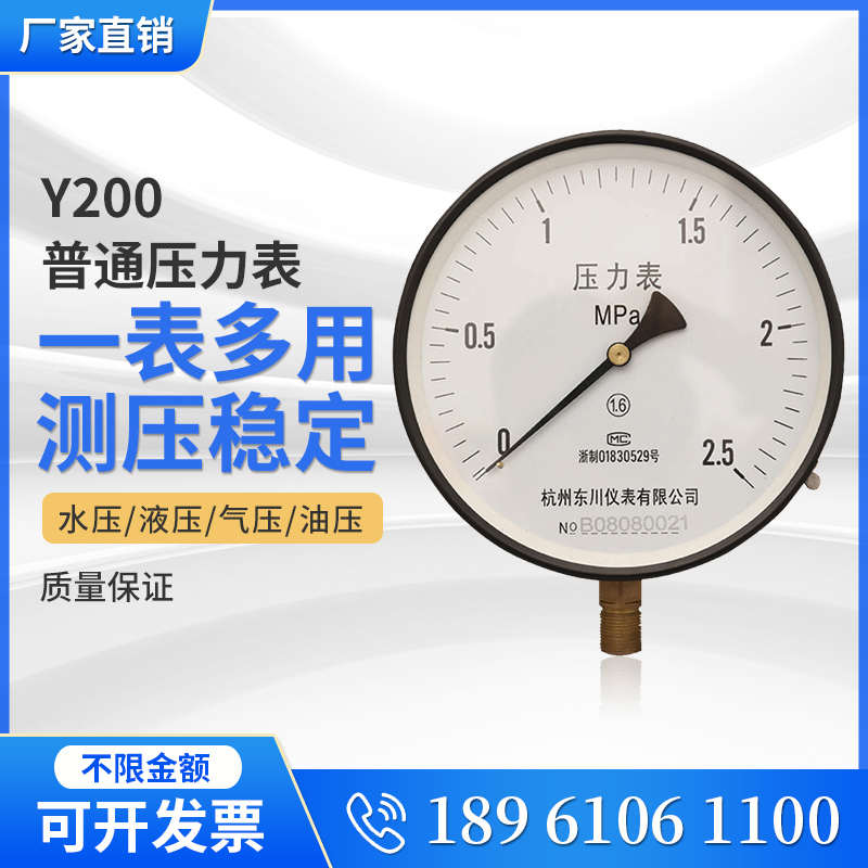 Y200径向大表盘压力表0-1.6Mpa/2.5Mpa蒸汽锅炉用M20*1.5螺纹接口