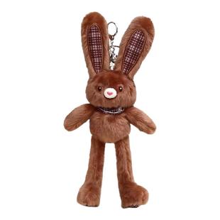 美拉德棕色拉耳兔子挂件玩偶趣味抽拉兔公仔钥匙扣可爱书包挂饰