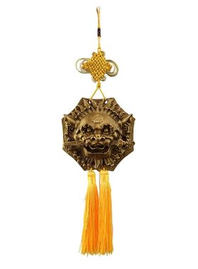 纯铜狮咬剑挂件八卦八角狮铜睚眦