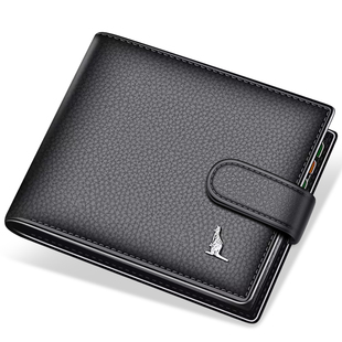 袋鼠钱包男士2026新款正品牛皮短款钱夹软真皮青年男款简约皮夹子